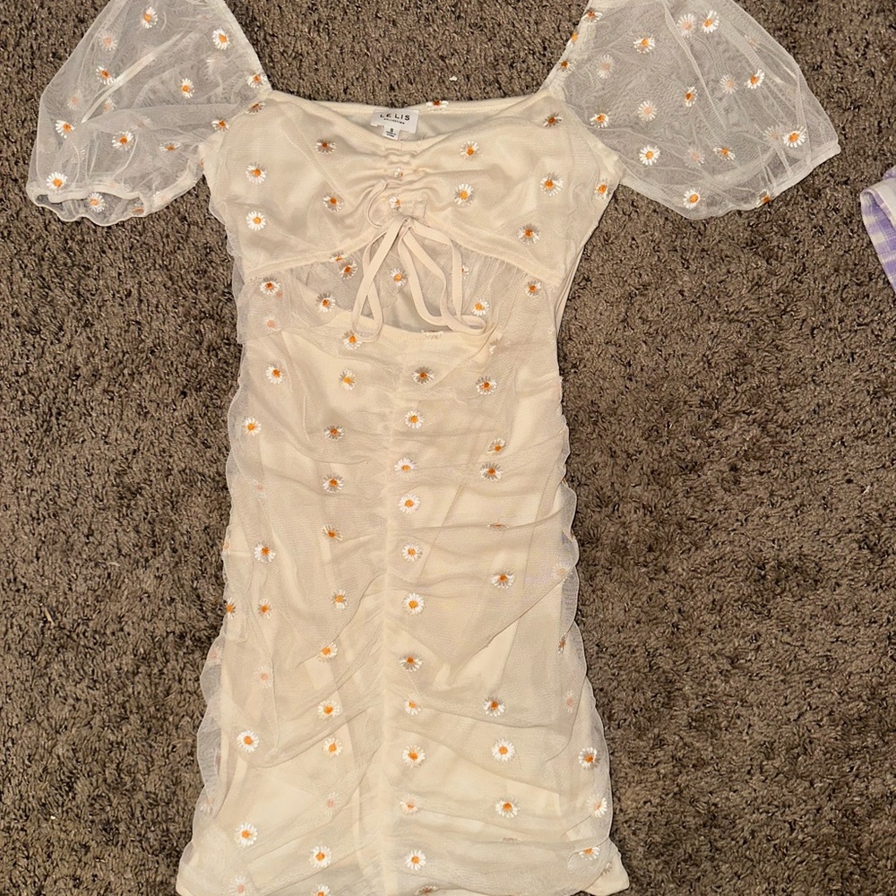 Le Lis Cream Floral Embroidered Top